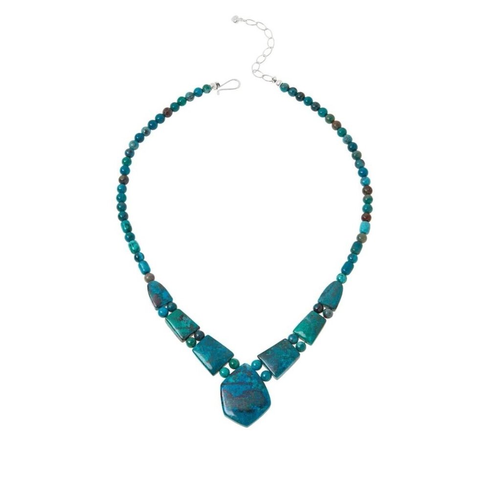 Jay King Sterling Silver Chrysocolla Beaded Necklace 18"